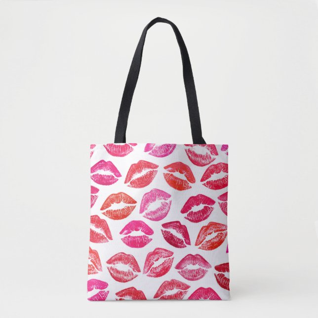 Bolsa Tote Lábios vermelhos, fundo branco. (Frente)