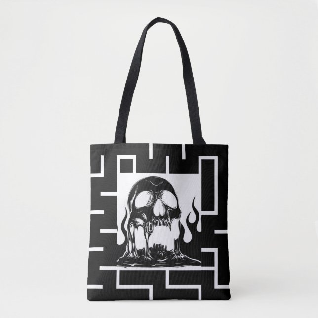 Bolsa Tote Labirinto de Caveira do Inferno Gótico (Frente)