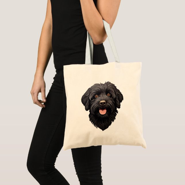 Bolsa Tote Labradoodle Black Dog (Frente (produto))