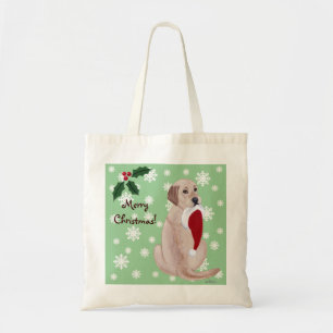 Bolsa Tote Labrador amarelo com o floco de neve do chapéu do