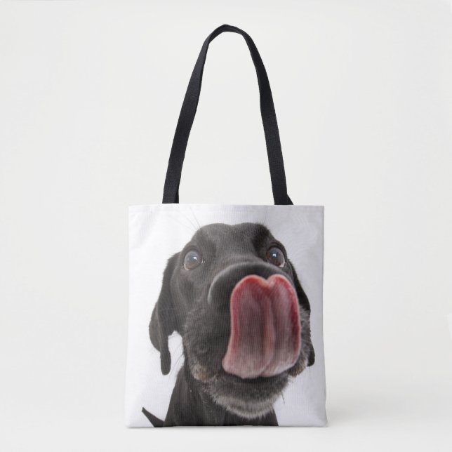 Bolsa Tote Labrador Negro A Soltar O Nariz (Frente)
