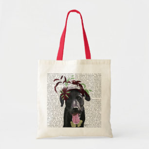 Bolsa Tote Labrador Preto Com Fascinador Verde
