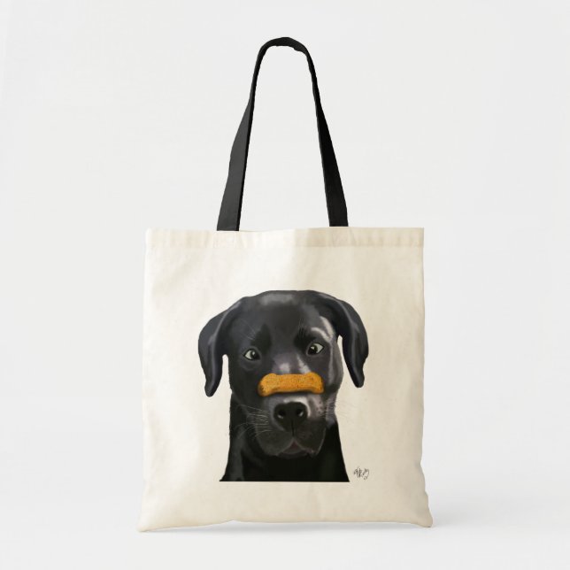 Bolsa Tote Labrador Preto com Osso no Nariz 2 (Frente)