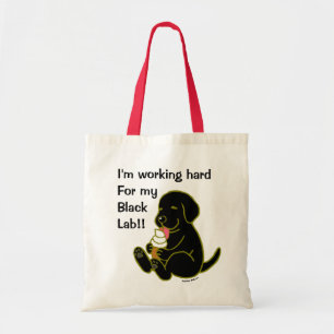 Bolsa Tote Labrador preto que lambe a sacola do sorvete