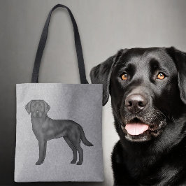 Bolsa Tote Labrador Retriever Preto Cachorro Cartoon Fofo Cin