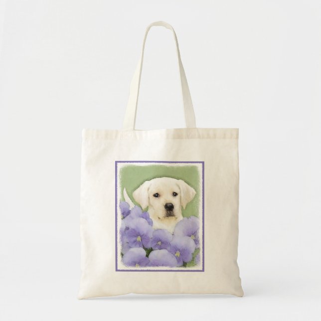Bolsa Tote Labrador Retriever Puppy Pintura Original (Frente)