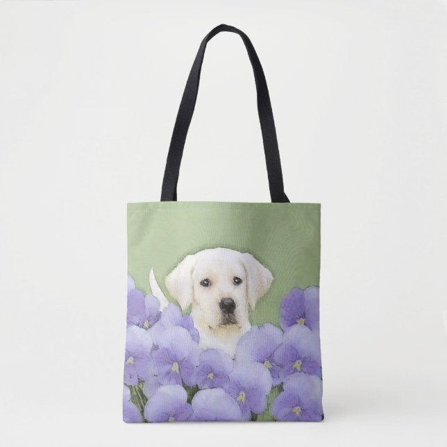 Bolsa Tote Labrador Retriever Puppy Pintura Original (Frente)