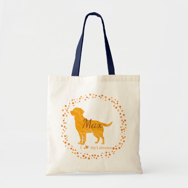 Bolsa Tote Labrador Tote Bag  Personalized Pastel Orange Gift (Frente)