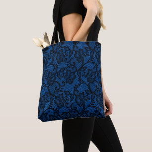 Bolsa Tote Lace De Faux Teal E Preto
