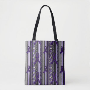 Bolsa Tote Lace Gótica Floral Lavanda Conscientização da Epil