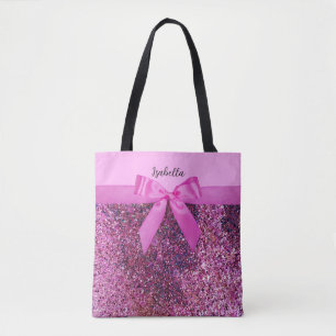 Bolsa Tote Laço Coquette & Nome em Letra Cursiva com Brilho R