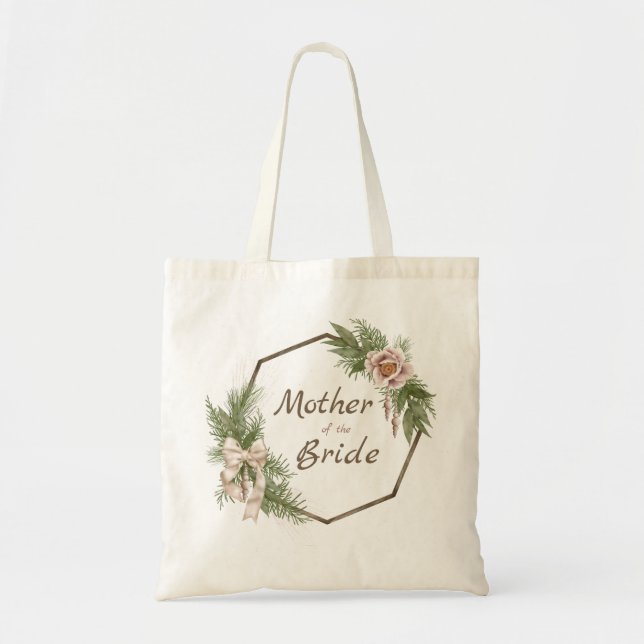 Bolsa Tote Laços Florais Rosa Bege Mãe da Noiva (Frente)