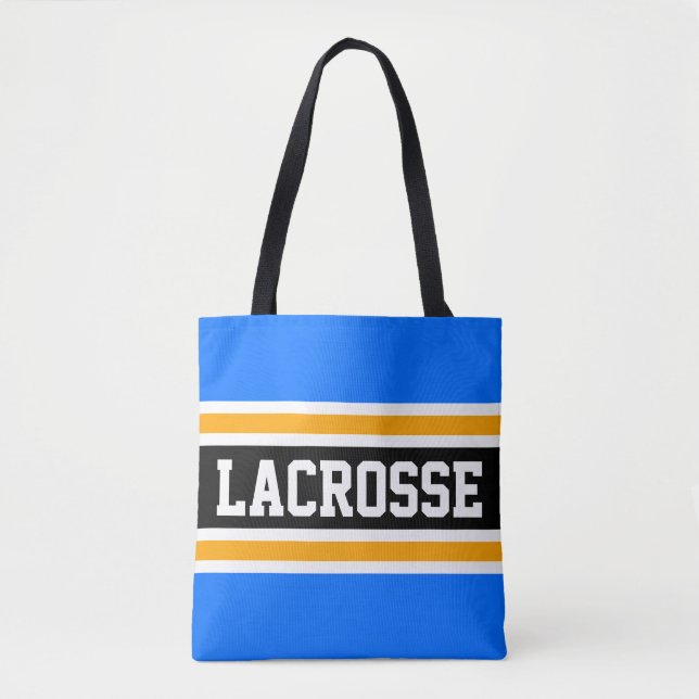 Bolsa Tote LACROSSE - Estrias Amarelas Azuis Azuis Brilhantes (Frente)
