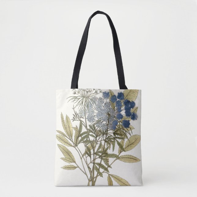 Bolsa Tote Lacy Leaves - Flores e Verde (Frente)