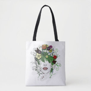 Bolsa Tote Lady Flora, flores, bonito, elegante, simples, art