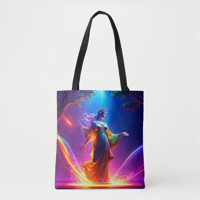 Bolsa Tote Lady Liberty Strikes for Freedom Democracy USA (Frente)