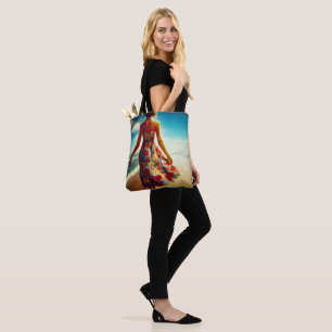 Bolsa Tote Lady Walking On Beach