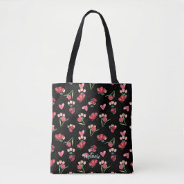 Bolsa Tote Ladybug, borboleta e padrão cardíaco das pulgas