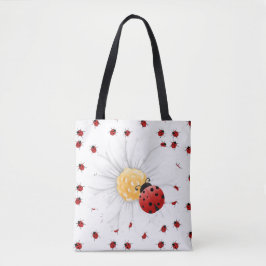 Bolsa Tote Ladybug em uma margarida