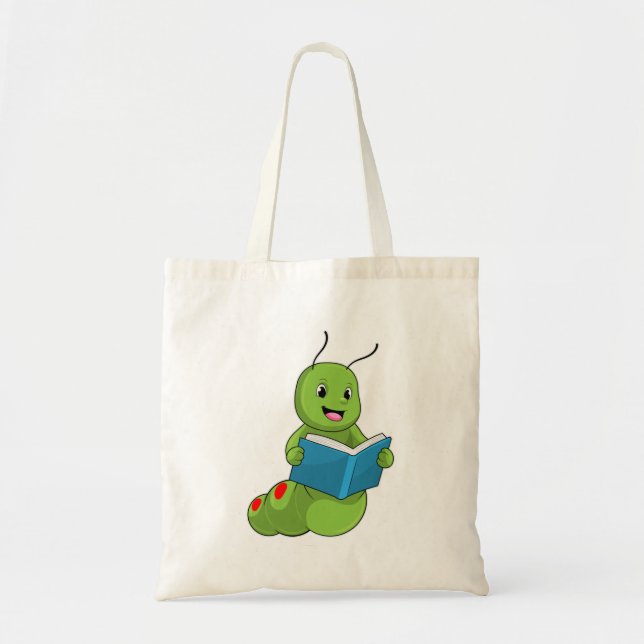 Bolsa Tote Lagarta em Leitura com Livro (Frente)