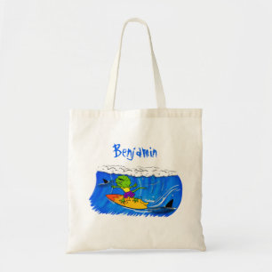 Bolsa Tote Lagarto espinhoso surfando cartoon