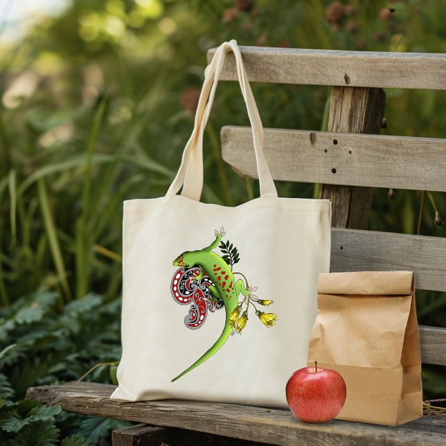 Bolsa Tote Lagarto Verde Tribal Lavanda Vermelho (Criador carregado)