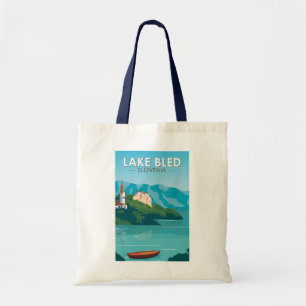 Bolsa Tote Lago Bled Eslovênia Viagem Retro Viagem Art Vintag