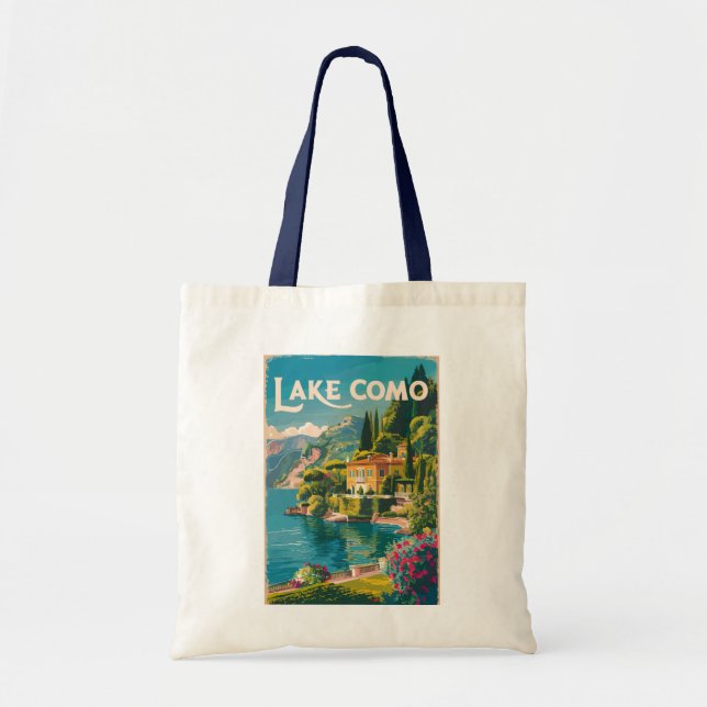 Bolsa Tote Lago Como Painterly Viagem Art Vintage (Frente)