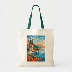 Bolsa Tote Lago de Como Italia Viagem Art Vintage