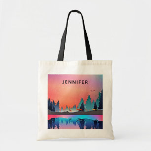 Bolsa Tote Lago de inverno Cênico com Veado