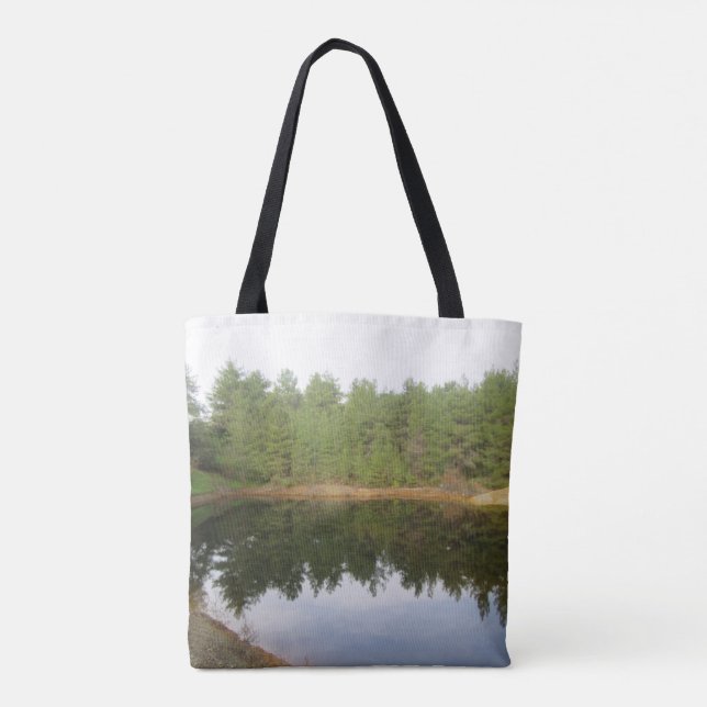 Bolsa Tote Lago de Reflexão da Árvore do Pinheiro (Verso)