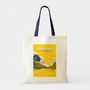 Bolsa Tote Lago Lugano Suiça Art Vintage