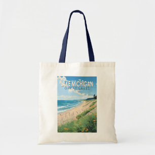 Bolsa Tote Lago Michigan Viagem Art Vintage