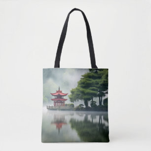 Bolsa Tote Lago Mist Tranquil Natureza Pacífica