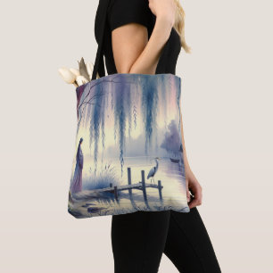 Bolsa Tote Lago Serene Fantasy com Willow e Heron