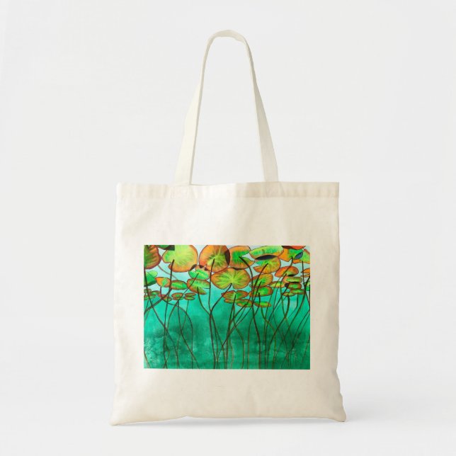 Bolsa Tote lagoa verde serena com lilypads (Frente)