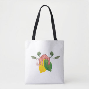 Bolsa Tote Lagosta Camarão Limão Lima Mariscos Aquarela