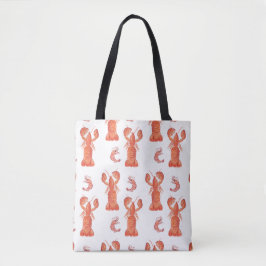Bolsa Tote Lagosta Pintada à Mão em Aquarela