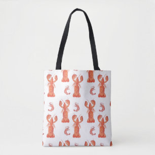 Bolsa Tote Lagosta Pintada à Mão em Aquarela