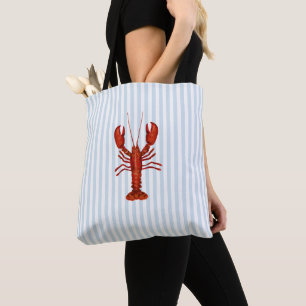 Bolsa Tote Lagosta Pintando Costeira Náutica Azul