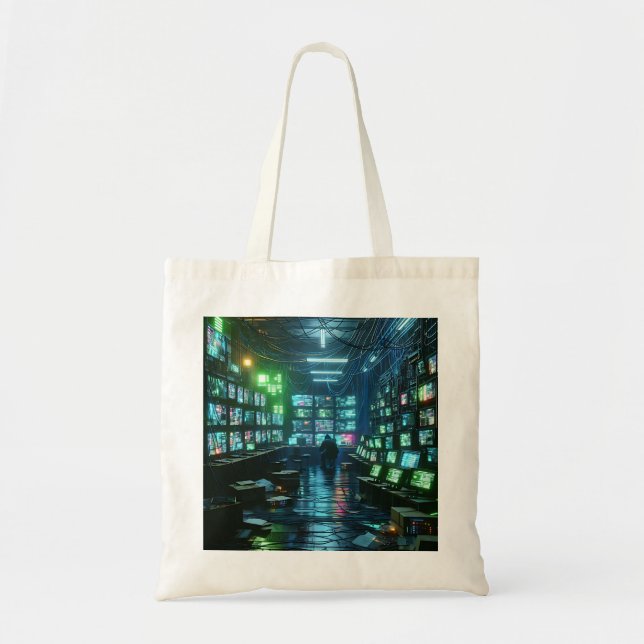 Bolsa Tote Lair do Hacker de Alta Tecnologia - Verde Neon e A (Frente)