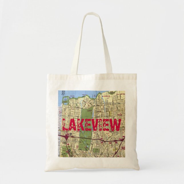 Bolsa Tote LAKEVIEW, MAPA DE Nova Orleans (Frente)