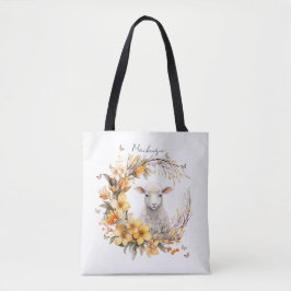 Bolsa Tote Lamas de Páscoa de Aquarela Personalizadas