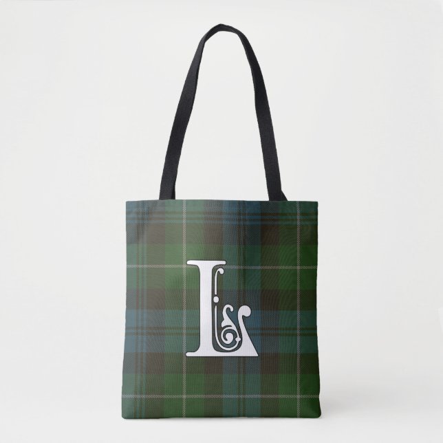Bolsa Tote Lamont Clan Tartan Monograma (Frente)