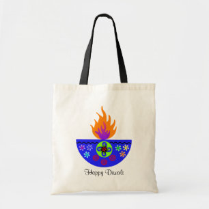 Bolsa Tote Lâmpada colorida Diya de Diwali