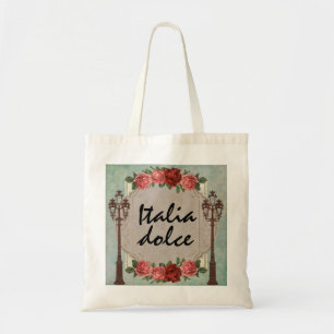 Bolsa Tote Lâmpadas & rosas italianos de rua do vintage de