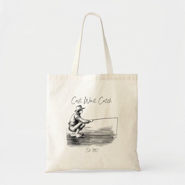 Bolsa Tote Lançar. Esperar. Pescar (Frente)