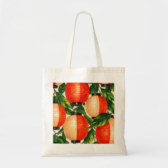 Bolsa Tote Lanterna de Papel Japonesa Vermelha (Frente)