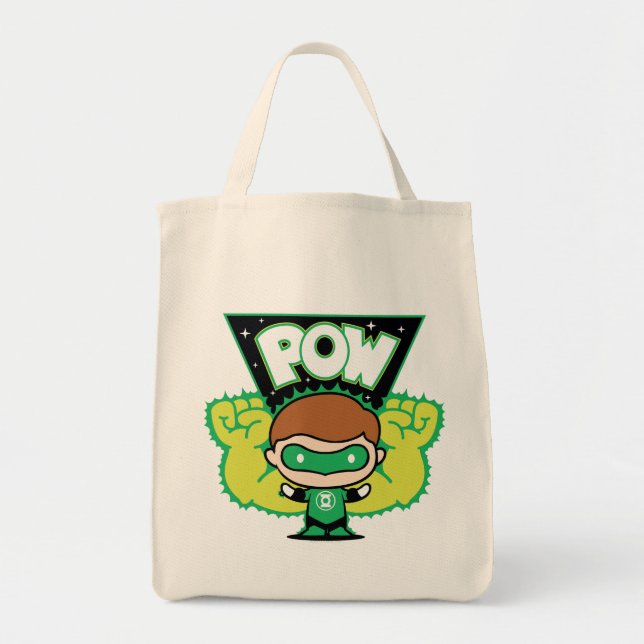 Bolsa Tote Lanterna Verde Chibi Formando Punhos Gigantes (Frente)