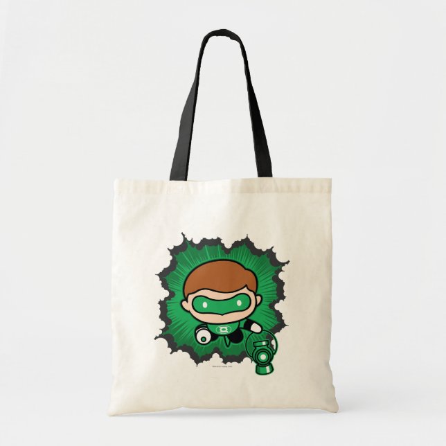 Bolsa Tote Lanterna Verde Chibi Voando Pelo Espaço (Frente)